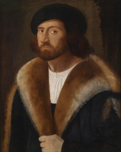 Portret van een heer met baret door Giovanni de Busi Cariani